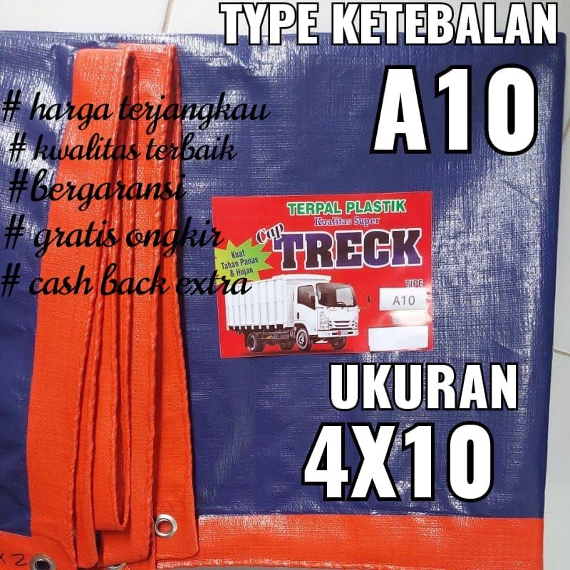 TERPAL PLASTIK A10 UKURAN 4x10 meter merk TRECK