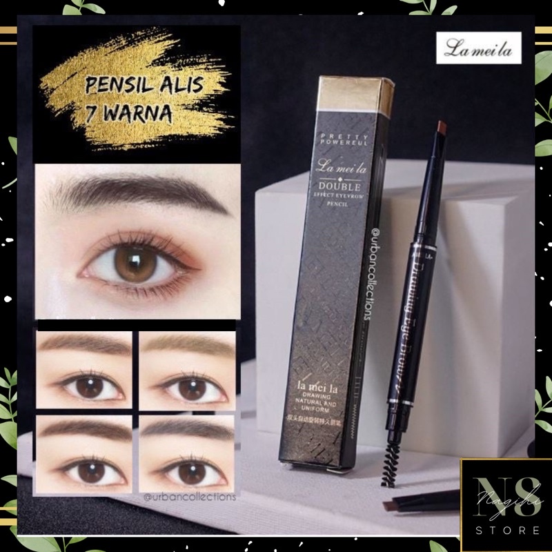 ✨NAGIHI✨ LAMEILA Pensil Alis OriginEyebrow 2 in 1 Kepala Ganda 7 Warna Boxless LA026