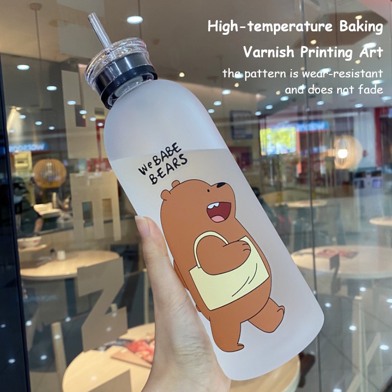 Botol Air Minum 1000ml Motif Panda Dengan Sedotan Anti Bocor