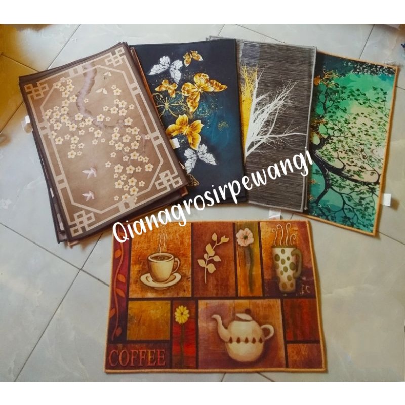 KESET MINIMALIS 40X60 ANTI SELIP/KESET KARPET MOTIF BUNGA/KESET KAMAR MANDI