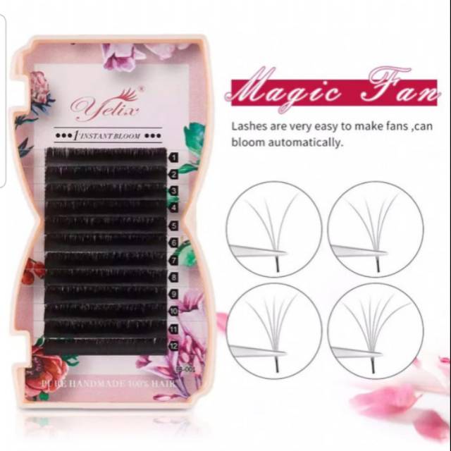 READY YELIX bloom blossom lash (easy fanning) volume russian Eyelash extensions rusiian tebal lembut russian nomer 1. russian super tebal praktis ringan di mata. hasil natural cetar j