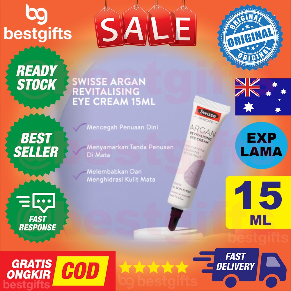 SWISSE SKINCARE ARGAN REVITALISING EYE CREAM KRIM MATA MENCEGAH TANDA PENUAAN DINI AREA BAWAH MATA 15 ML