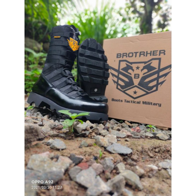 Sepatu Pdl Tni Polri bahan kulit merk brotrher type ninja radial kilap