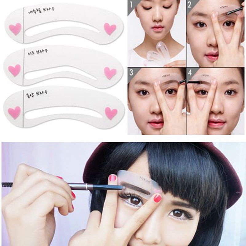 Cetakan Alis 3 IN 1 Mini Eyebrow Template Kit 3in1 Pencetak Alis 3 Bentuk Alis Mini Brow Class Cetakan Alis