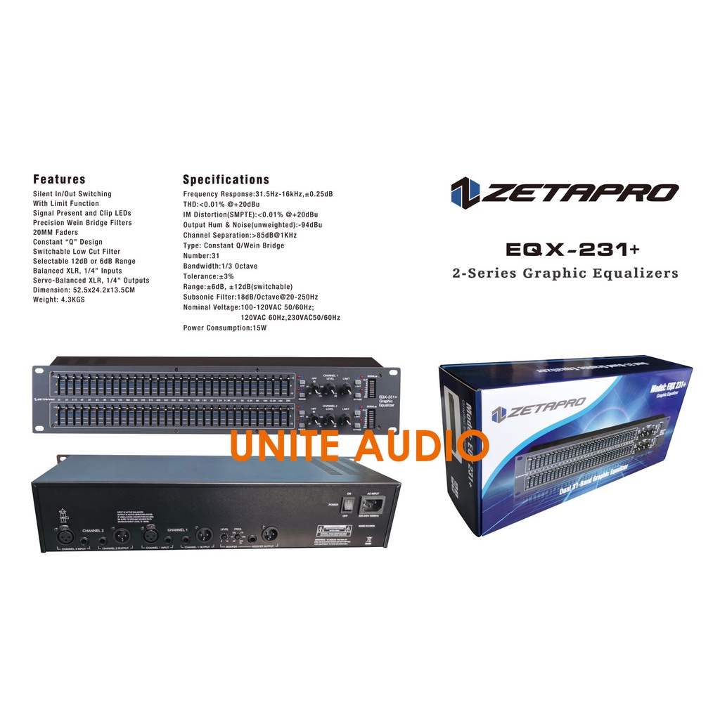 EQ ZETAPRO EQX231+ EQX-231+ ZETAPRO EQUALIZER EQX 231+ SUB Limiter Original