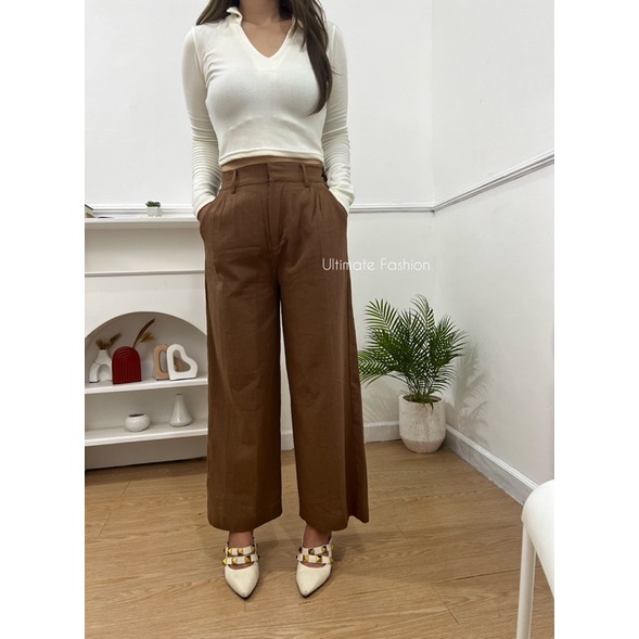 Kulot Linen Crinkle 898 - Celana Kulot - Celana Wanita - Trouser  Pants Korea Kekinian Terbaru