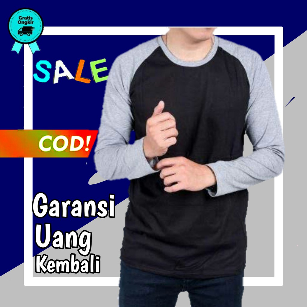 kaos raglan lengan panjang kaos pria polos kaos pria lengan panjang kaos oblong pria KE125