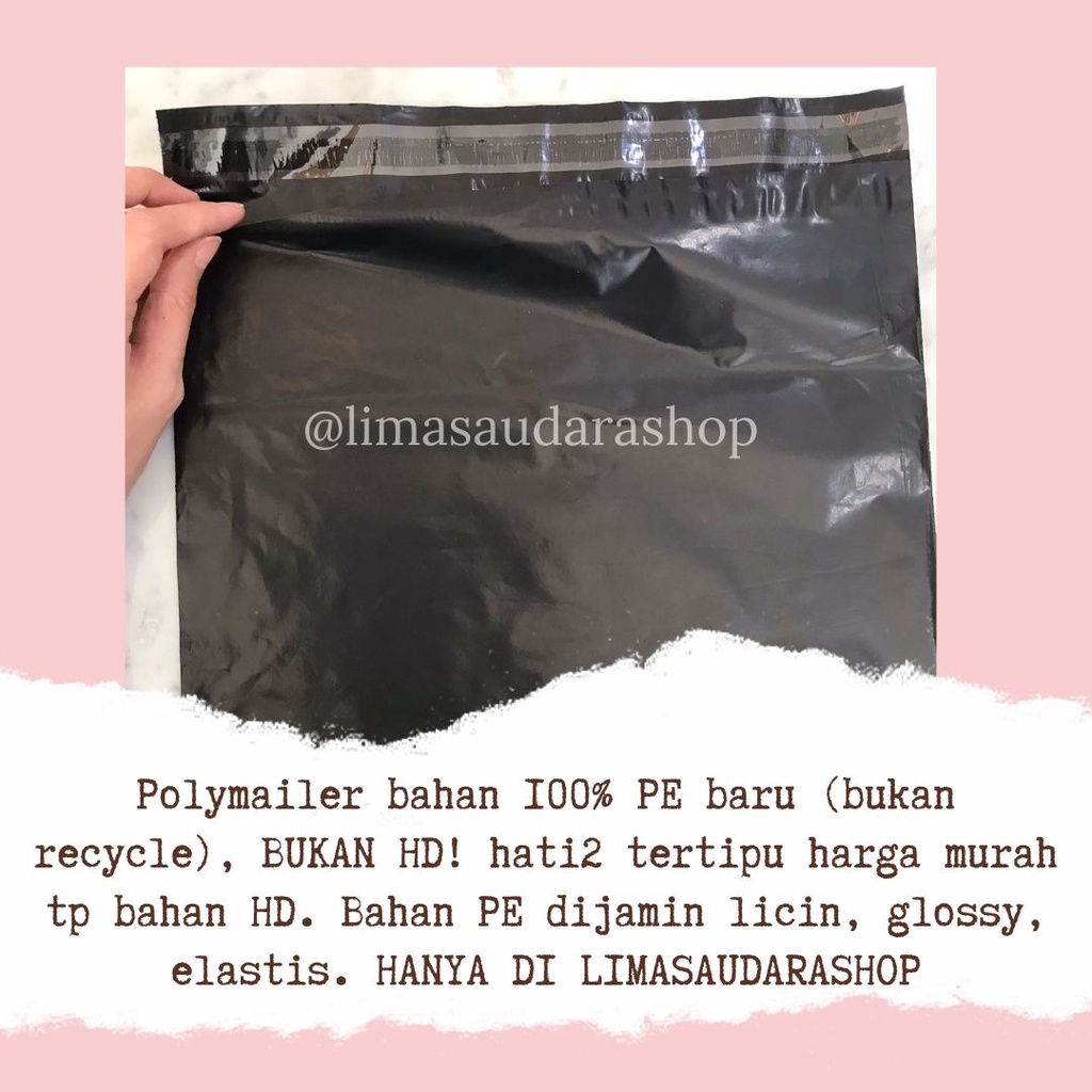 POLYMAILER PLASTIK  30x40 PE HITAM, ISI 25  50  100 Lembar