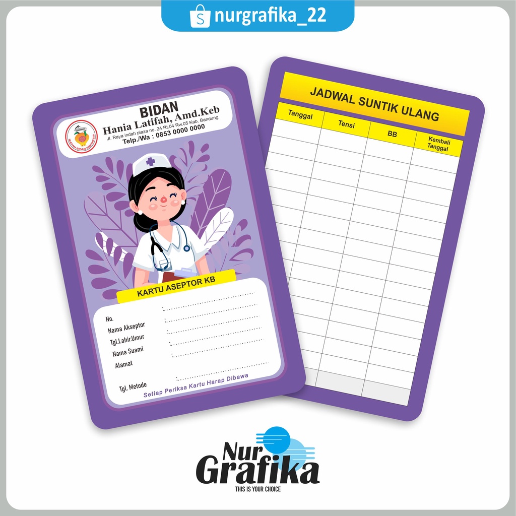 jual-kartu-aseptor-kb-jadwal-suntik-kb-bidan-shopee-indonesia