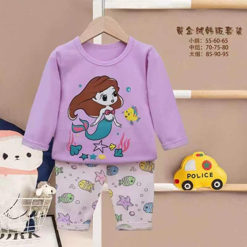 piyama organik import pp 2 tahun motif mermaid anak cewek putri duyung
