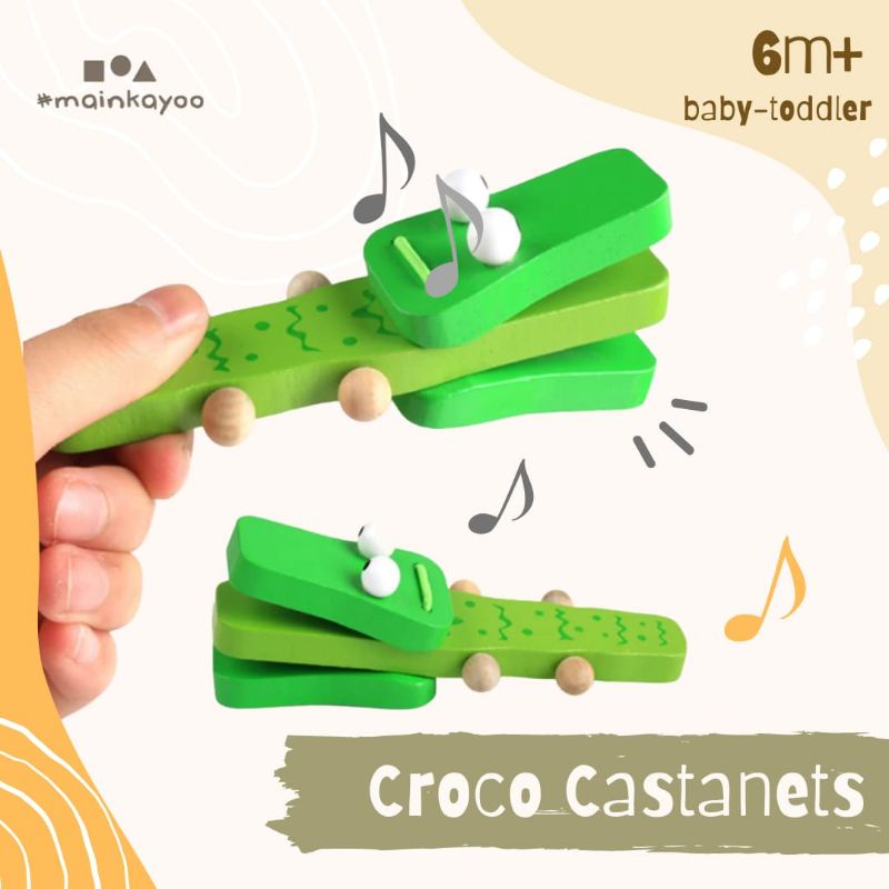 MAIN CROCODILE CASTANETS - WOODEN CLAP Mainan Edukasi Musikal Anak