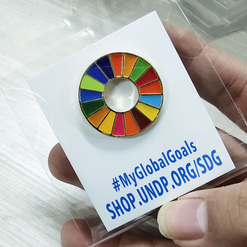 Glitter The Sustainable Development Goals Brooch United Nations SDGs Rainbow Pin Badge