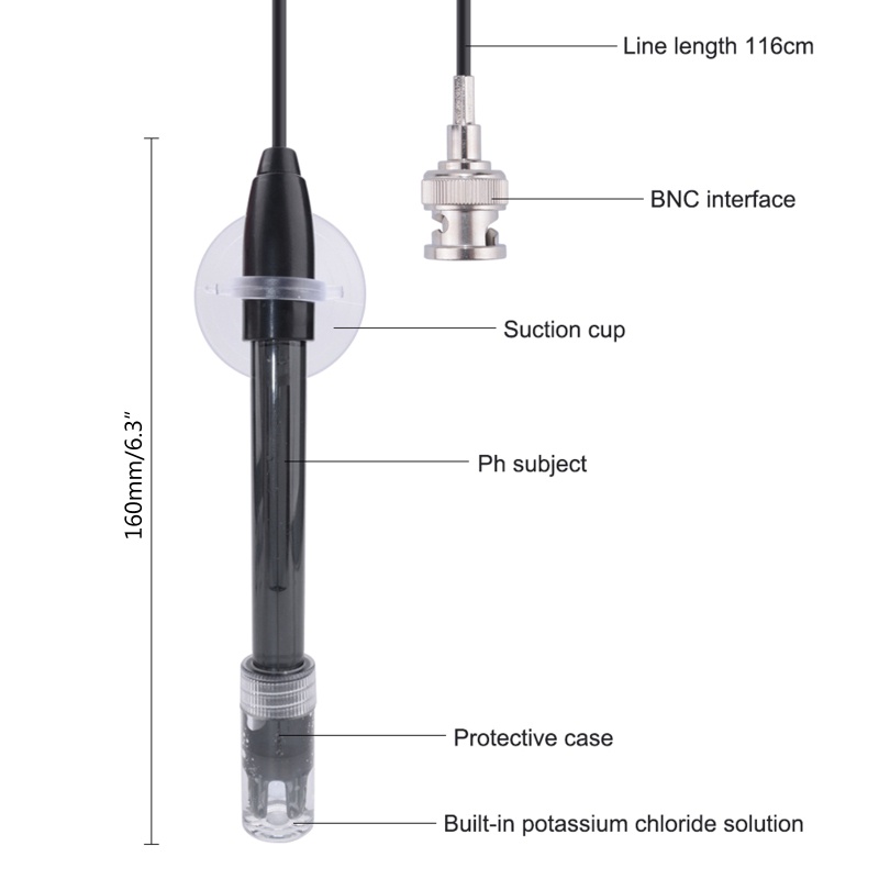 Kiss Probe Konektor BNC 0-14 pH Elektroda Dengan Sensor Pengganti