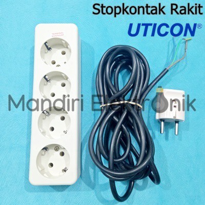 Stop kontak Kabel Uticon 4 Lubang Kabel 3 Meter + Steker Uticon