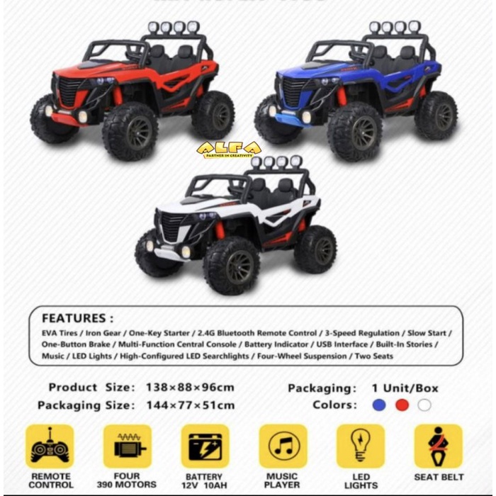 Toko Mainan ALFA Mobil Aki Anak Jeep EXOTIC EJP-7709 Ukuran Besar dan Ban Karet