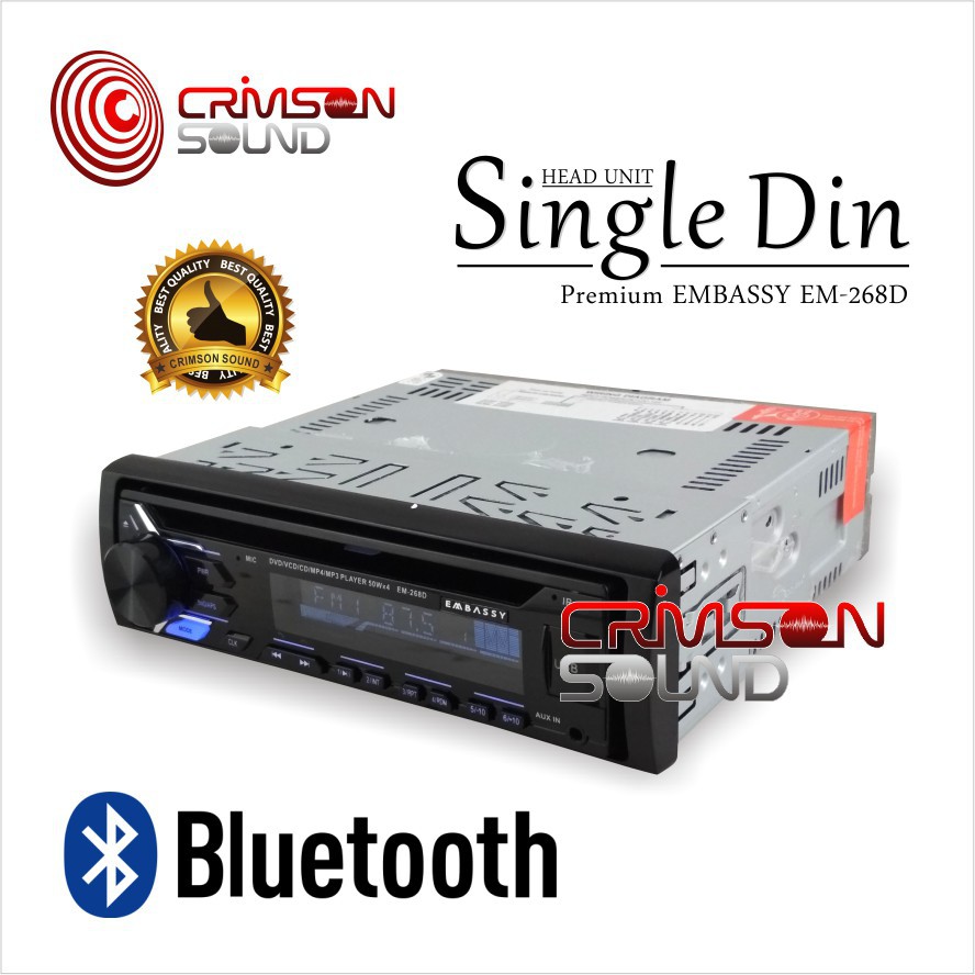 HEAD UNIT EMBASSY SINGLE DIN EM‐268D BLUETOOTH - AUDIO & VIDEO MOBIL - AKSESORIS INTERIOR MOBIL