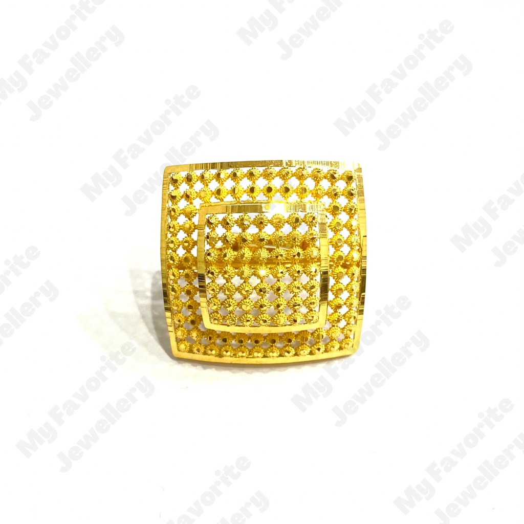 Cincin Model Borobudur Kotak Mewah Adjustable Cincin Emas Asli Kadar 700