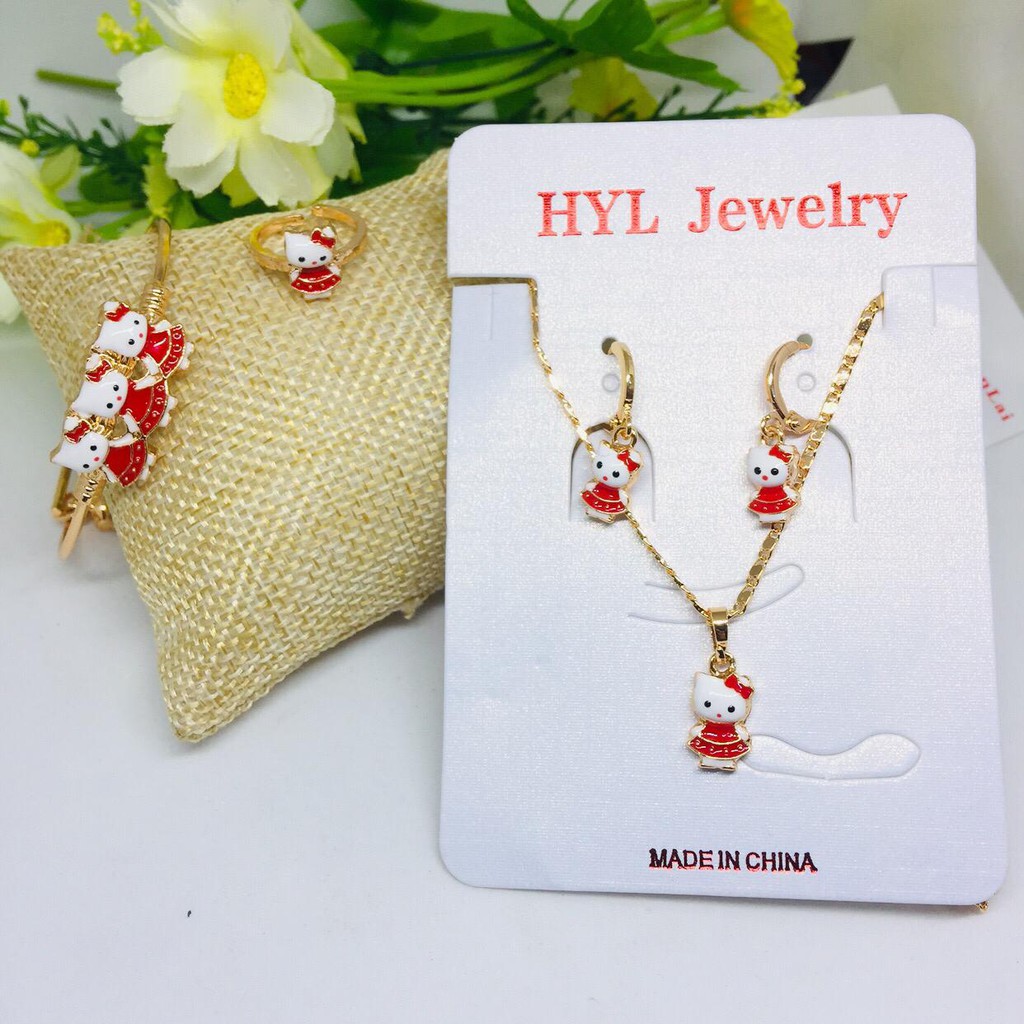 Perhiasan 1 Set Anak Anak Gelang Kalung Helo Kitty Set Xuping