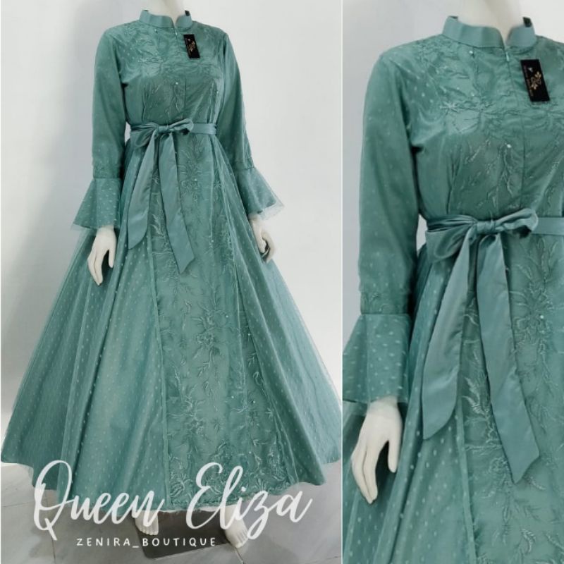 QUEEN ELIZA GAUN pesta pengantin mewah tulle bordir dan tulle dot / baju kondangan / prewedding / lamaran / wisuda / wedding bisa dipesan couple / tersedia ukuran kecil hingga jumbo