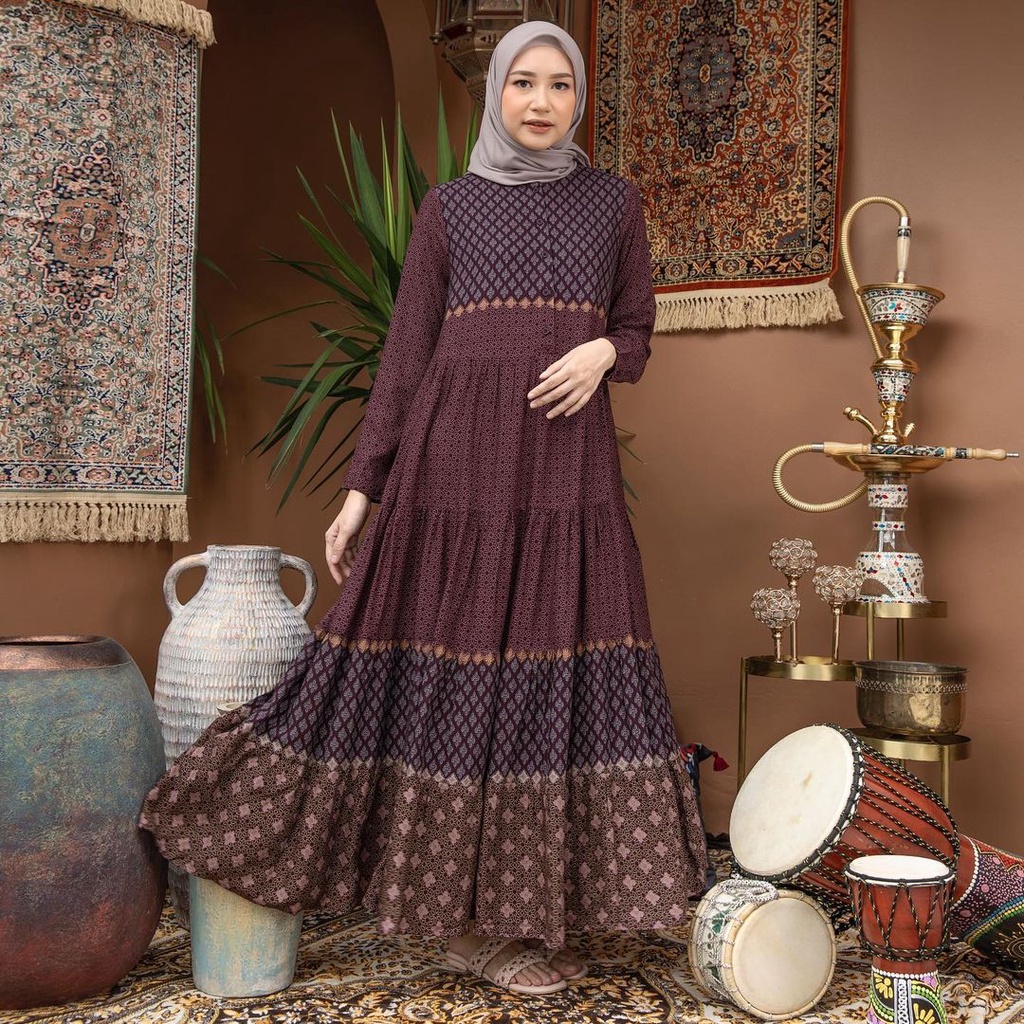 LATEEFA DRESS XXL BURGUNDY COLOR HEAVEN LIGHTS HL READYSTOCK FREEBOOK
