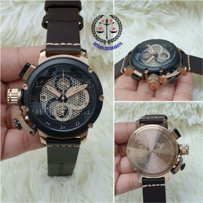 jam tangan pria u-boat crono batre kualitas original