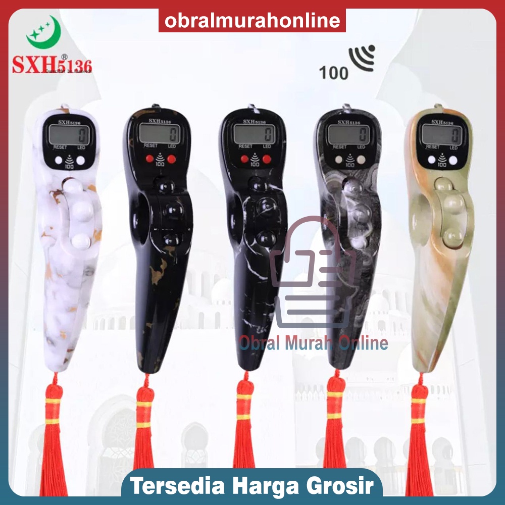 Tasbih Digital Kayu LED warna Marmer + Alarm tiap Kelipatan angka 100