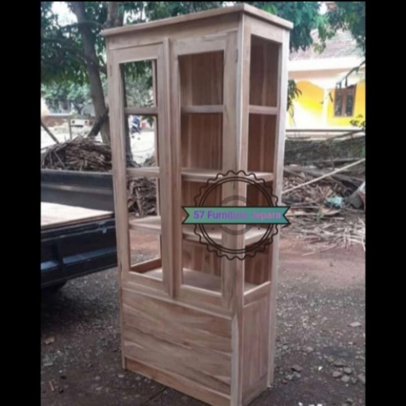 Rak hias kayu jati pintu 2 - Lemari dapur modren mentahan