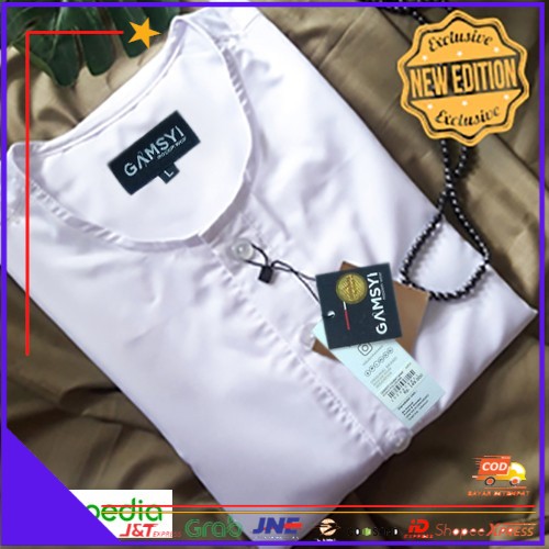 ❤BISA COD❤ Baju Koko Putih Polos Dewasa/Baju Koko Tanpa kerah XXL - XXL