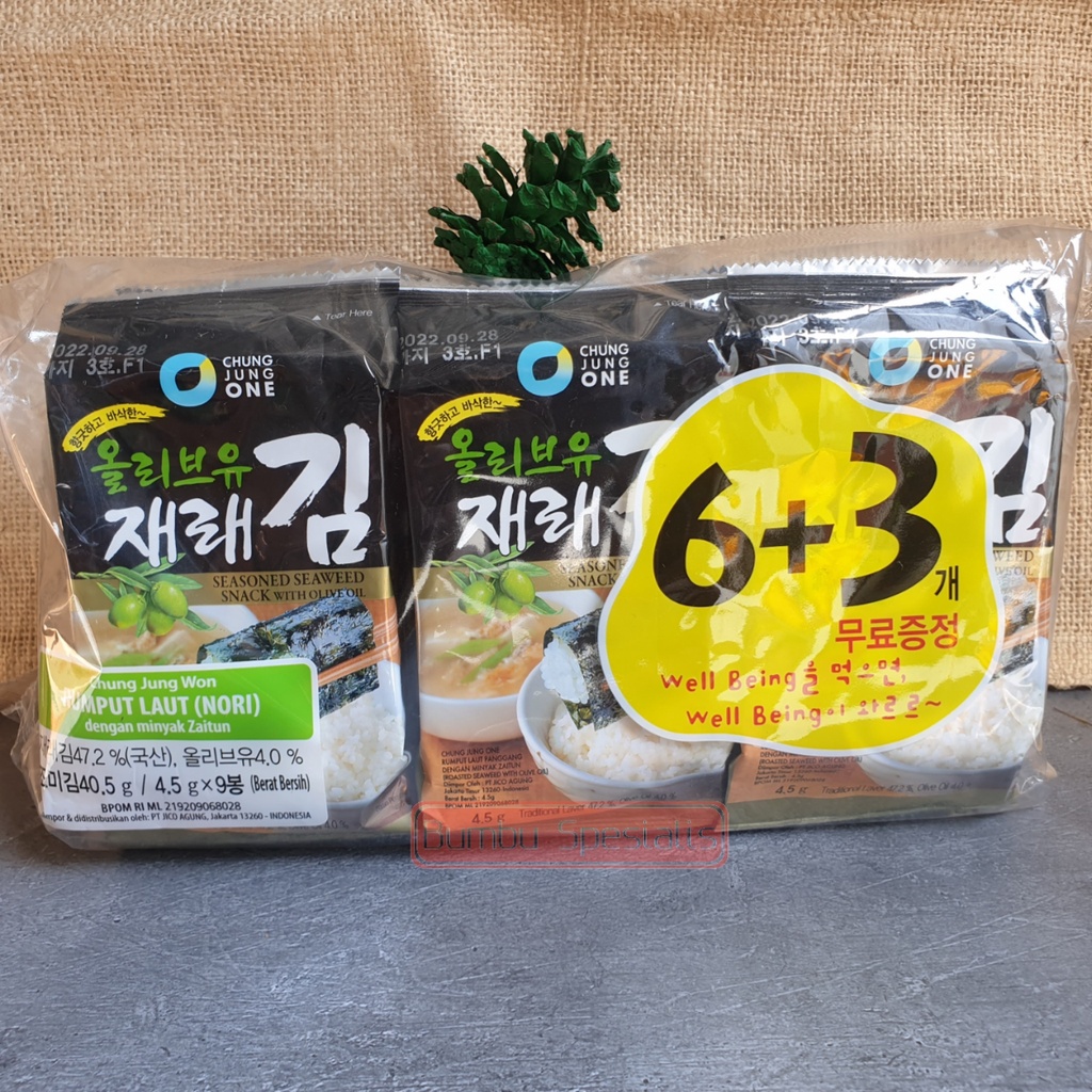 Chung jung One - Snack rumput Laut kemasan 6pcs + BONUS 3 PCS