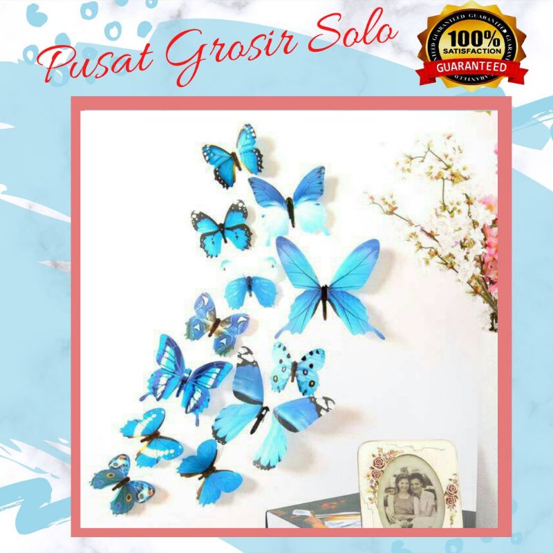 Isi 12 Pcs STIKER DINDING 3D MOTIF KUPU-KUPU - AC 67 - Sticker Wall Stiker Dekorasi walstiker dindin