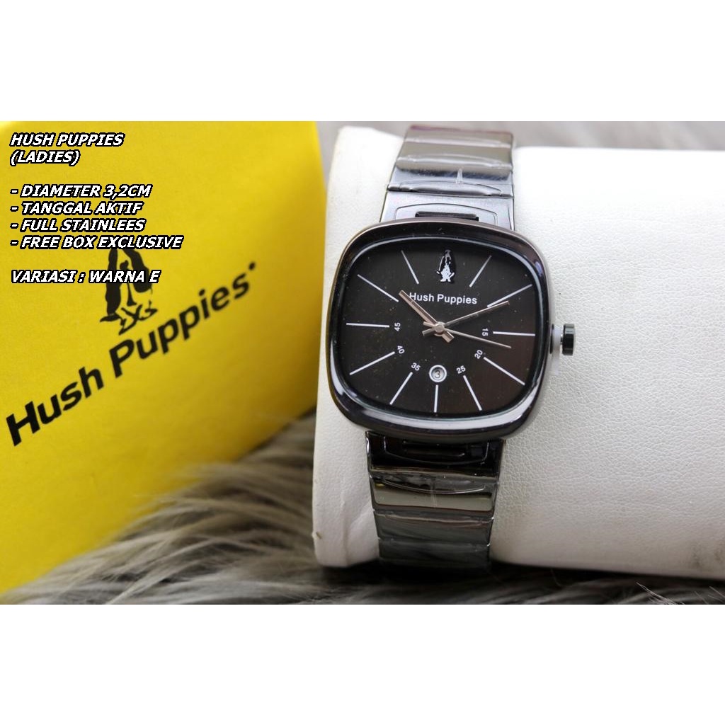 JAM TANGAN WANITA HUSH PUPPIES RANTAI BODY SEGI TANGGAL AKTIF