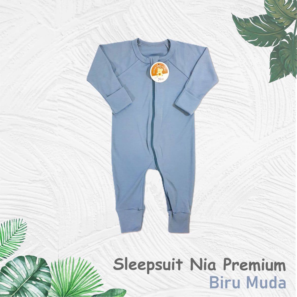 Fashion Sale !! Sleepsuit Nia Premium/Sleepsuit Nia Rample Unisex Warna Polos Nia Premium 6-12 Bulan