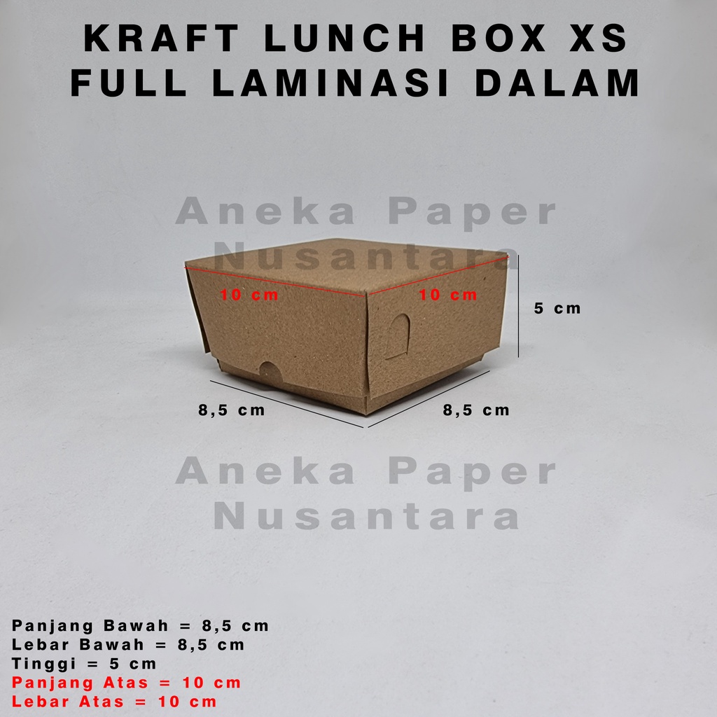 

Kraft Lunch Box XS 8,5x8,5x5 cm Full Laminasi Dalam