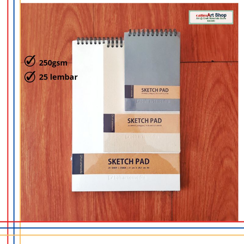 SketchPad Kertas Sketsa Bali Artemedia Sketch Pad A6 &amp; A5 250gsm