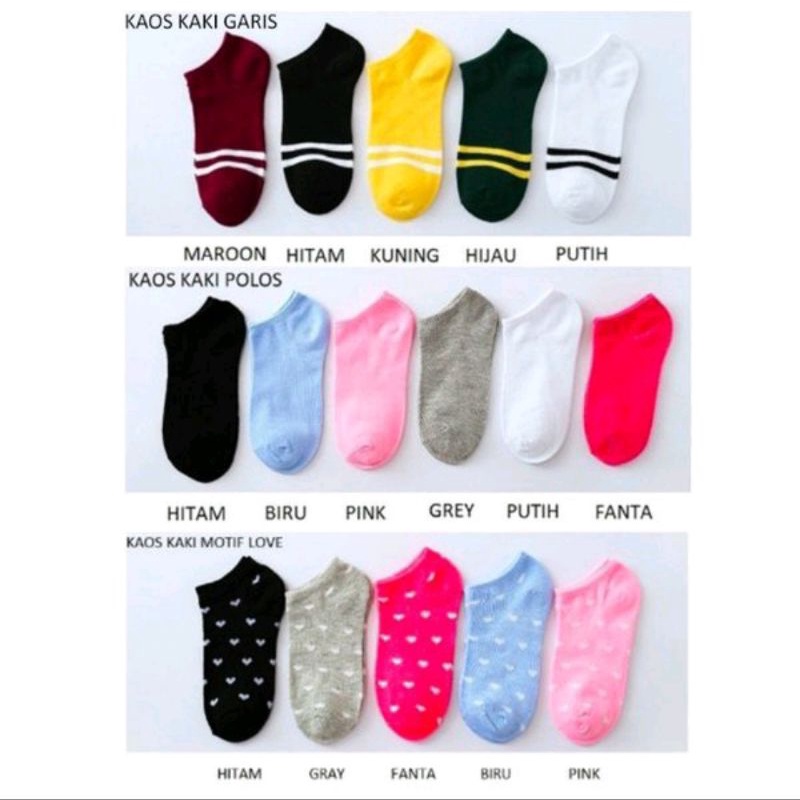 Kaos Kaki PENDEK ANKLE Polos Motif Salur Semata Kaki