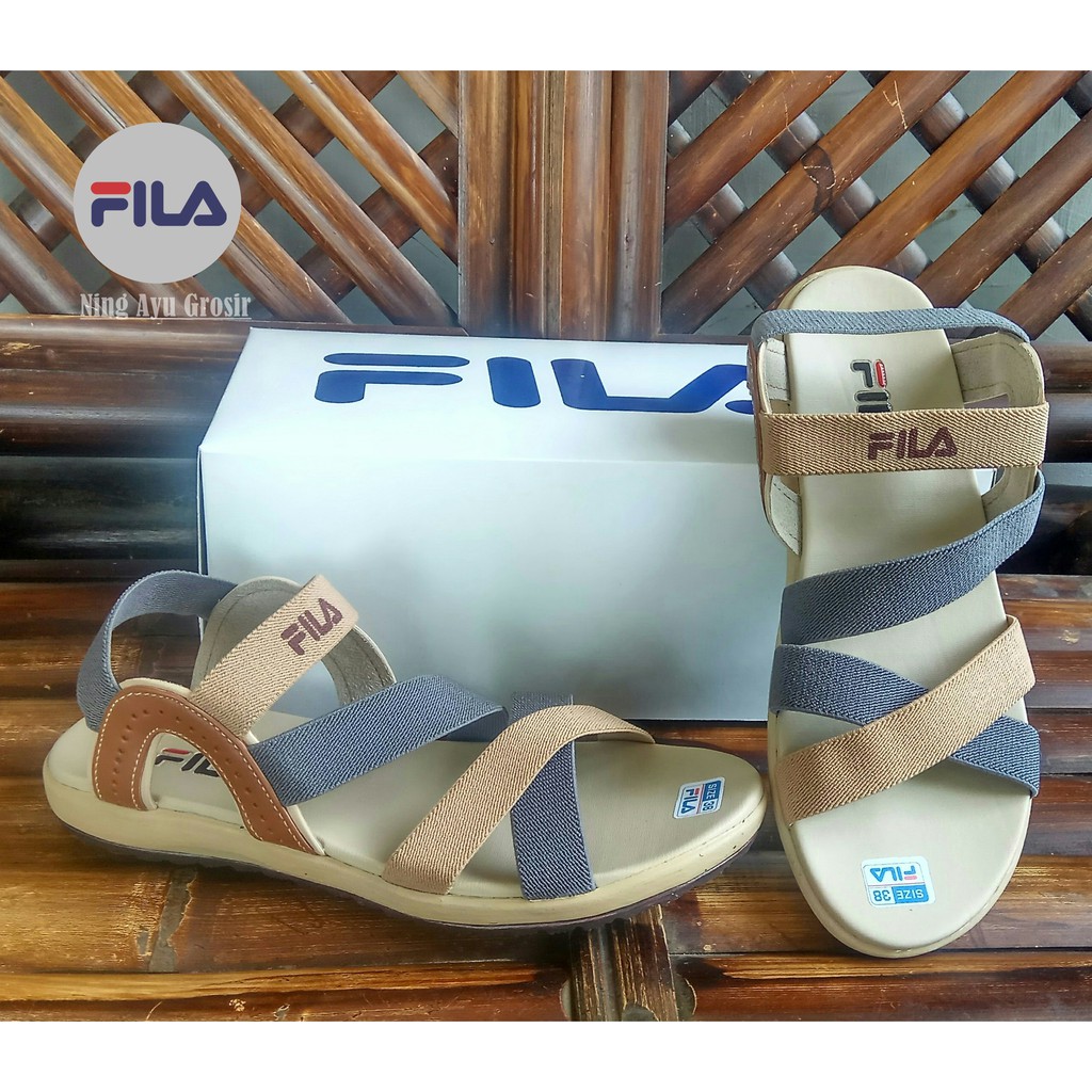  SANDAL  ELASTIS FILA  ABU ABU KOMBINASI MURAH HARGA GROSIR 