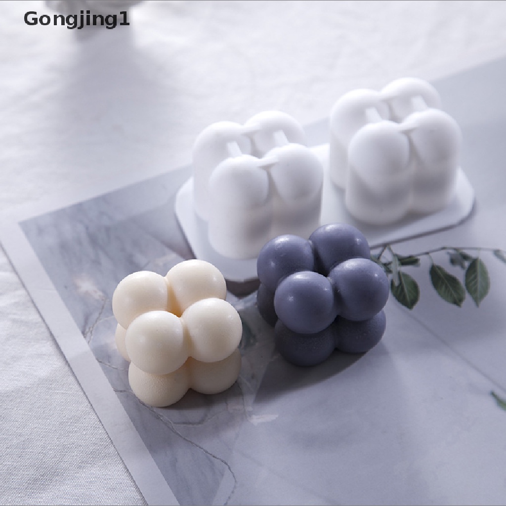 Gongjing1 Cetakan Lilin / Sabun Bentuk Bulat 3D Bahan Silikon