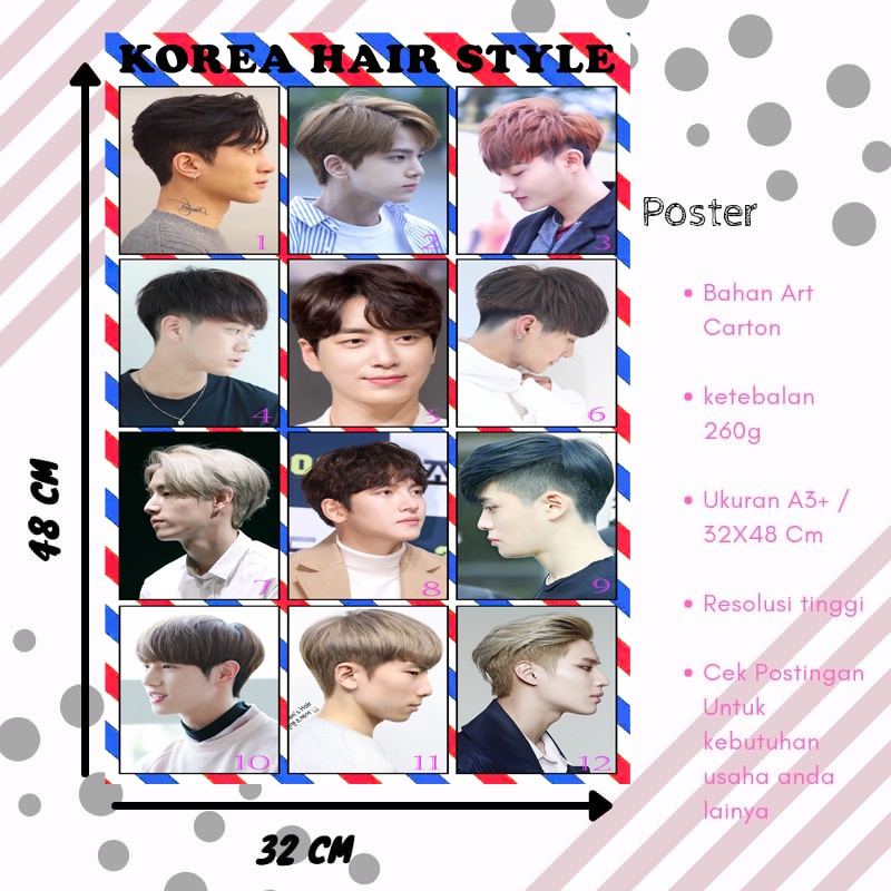 Poster pangkas rambut / Model rambut pria korea / model potong rambut pria / Poster murah / Poster s
