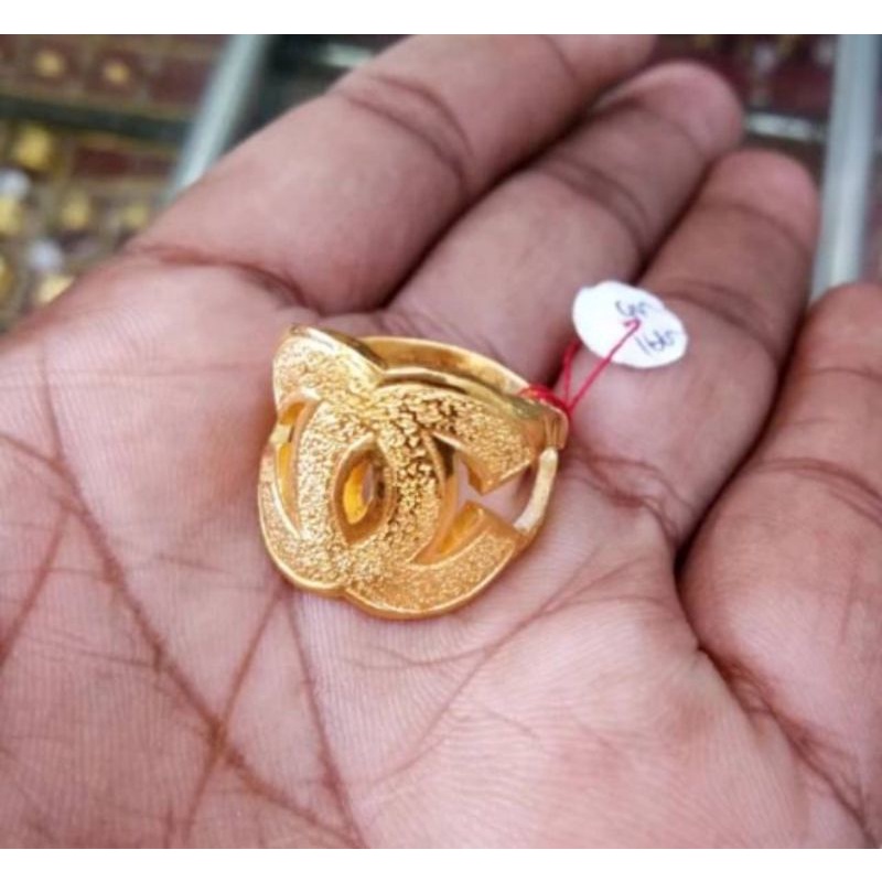 cincin emas asli kadar 24 k emas 999 motif Chanel