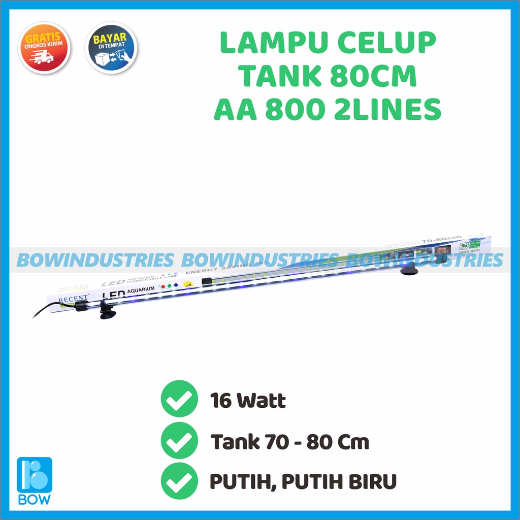 LAMPU LED CELUP AQUARIUM RECENT AA 800 LED 2 LINES AQUASCAPE 16 WATT