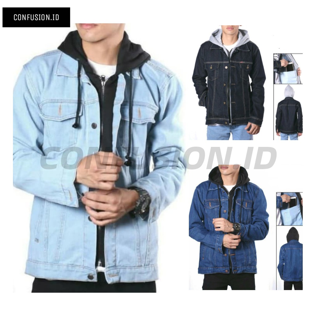 Jaket Jeans Pria / Jaket jeans Resleting / Jaket jeans Kupluk / Jaket Jeans Ariel