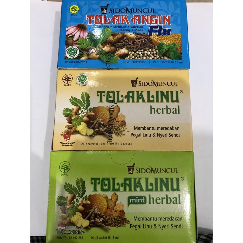 

Tolak Linu Ori, Tolak Linu Mint & Tolak Angin Flu 1 box = 5 sachet