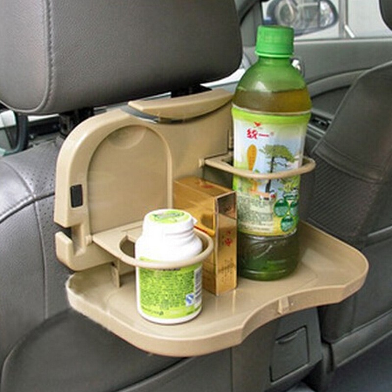 Travel Dining Car Tray Meja Lipat Portable Mobil Organizer Botol Makan