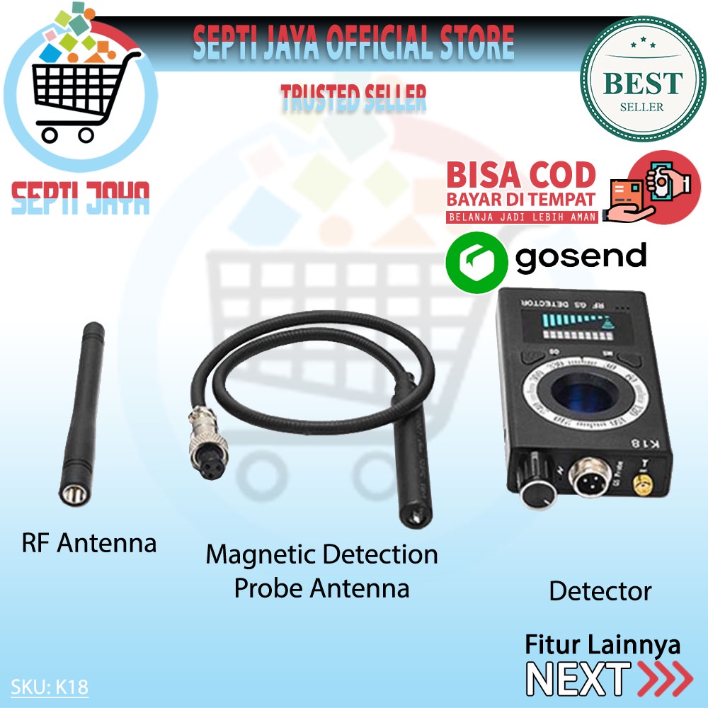 RF Signal Detector K18 Anti Spy Detector Camera Finder GPS Audio Bug pendeteksi kamera spy detector-6