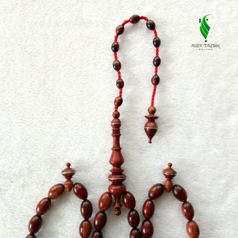 Tasbih Kayu Galih Nagasari Petir Ngurak Motif Oval Super 10mm x 15mm ,, Tasbih 99 Butir Kayu Langka Bertuah Nusantara