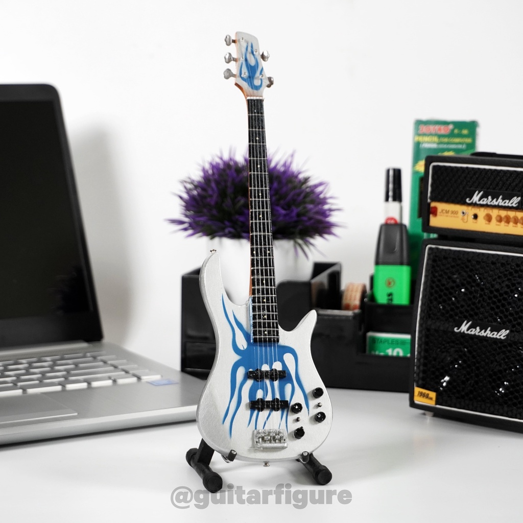 Miniatur Bass Warwick Blue Flames Robert Trujillo Metallica Signature