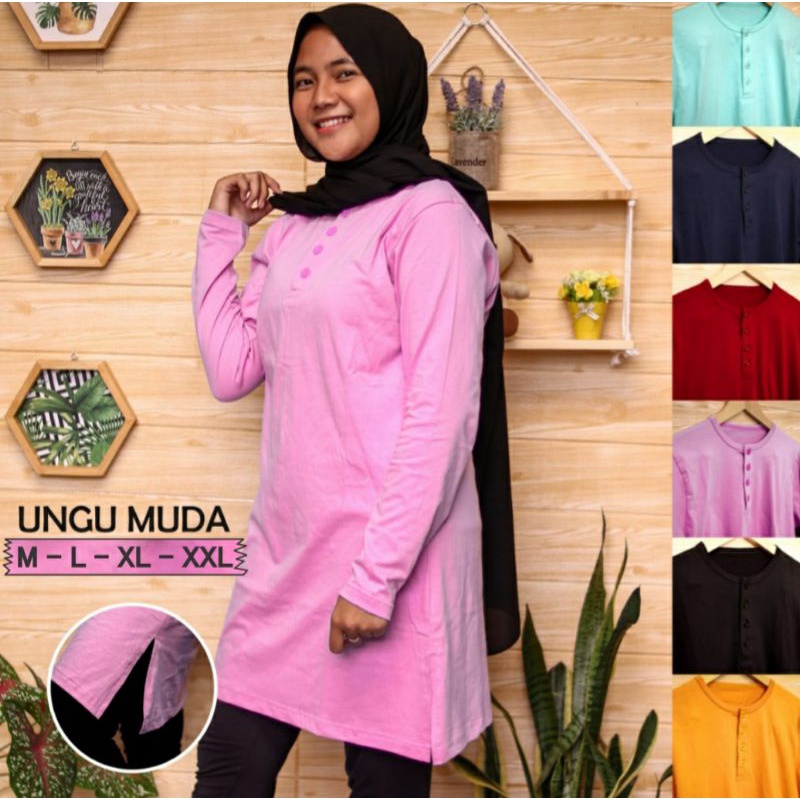 Kaos Tunik Muslim Berkancing Premium Cotton Combed 24s