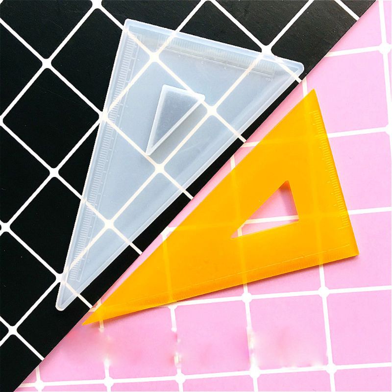 SIY  4 Shapes Silicone Resin Ruler Molds Straignt Square Triangular Rulers Protractor