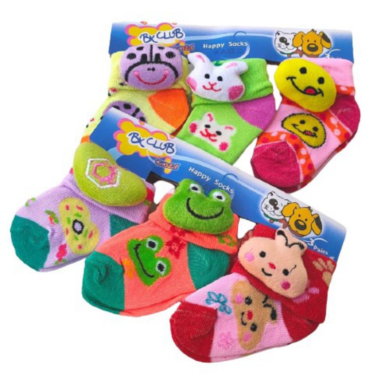 (PAKET HEMAT 3 PASANG) KAOS KAKI BAYI MOTIF BONEKA LUCU/KAOS KAKI BAYI 3D BONEKA LAKI LAKI&amp;PEREMPUAN