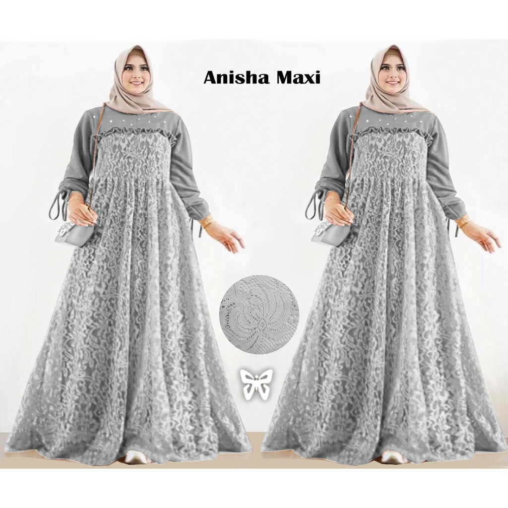 HOPYLOVY - Maxi Dress JUMBO Wanita Brukat Anisha 5L